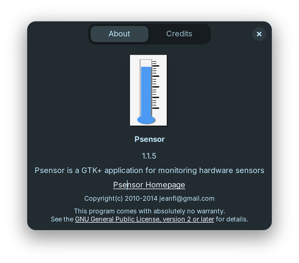 Psensor (monitor temperature)